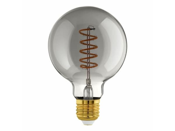 EGLO CONNECT-Z E27 LED G95 røgfarvet globe dekorationspære med spiral og varmt hvidt lys