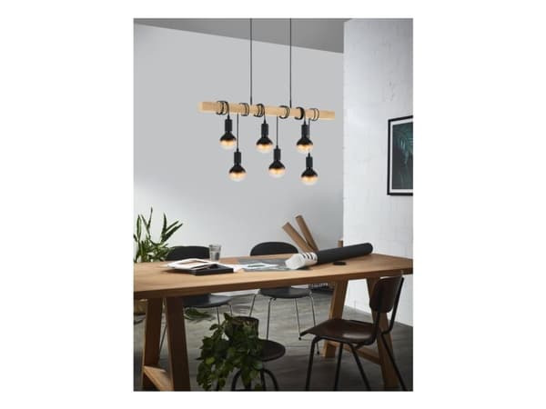 EGLO TOWNSHEND langbordspendel i moderne design i sort og eg