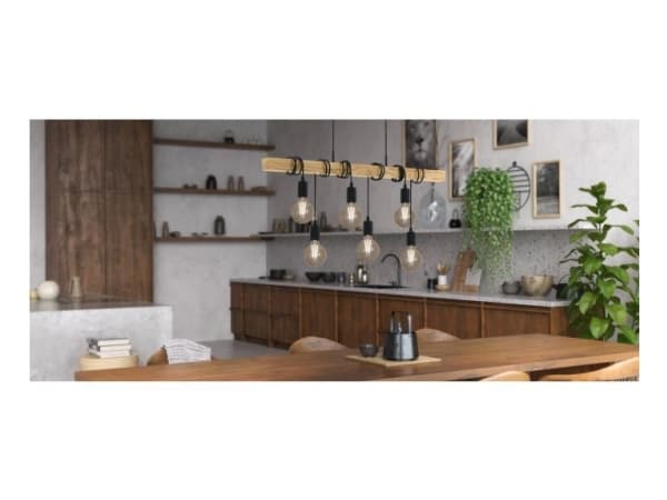 EGLO TOWNSHEND langbordspendel i moderne design i sort og eg