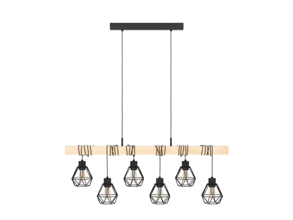 EGLO TOWNSHEND 5 LÅNGBORD 6L SVART/TRÄ FSC
