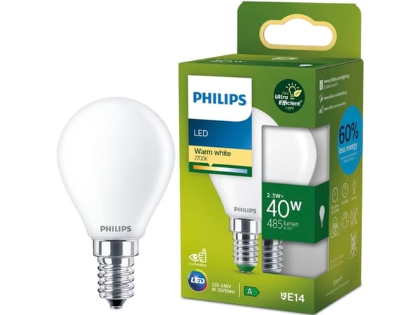 LED E14 Klot P45 2,3W (40W) Frostad 485lm 2700K Energiklass A