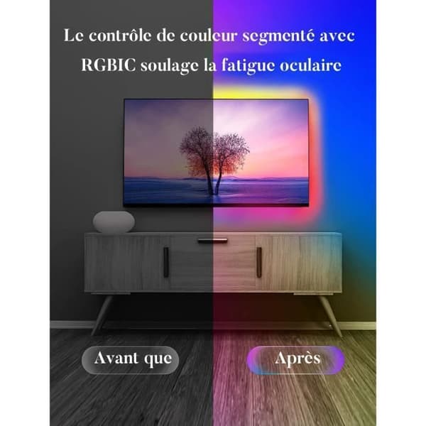 Ruban LED TV 4m - 5050 RGB - Bluetooth 2.4G-applikation - USB-matad TV - För HDTV-datorskärm