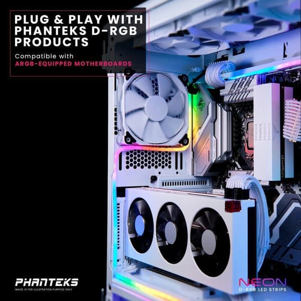LED-remsa - PHANTEKS - Neon Digital RGB LED-Strip - Vit - Inomhus - 1 m