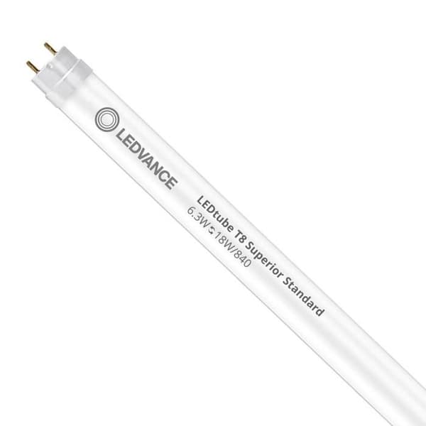 Tube LED T8 - LEDVANCE - 60cm - 6.3W - 1100lm - Kallvit 4000K - Motsvarande 18W