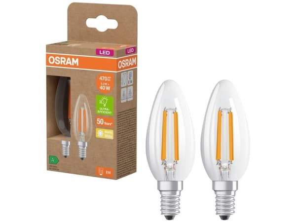 OSRAM 4099854255472 LED (RGB)-lampa EEK A (A - G) E14 Ljuskälla 2,2 W = 40 W Varmvit (Ø x H) 35 mm x 35 mm 2 st