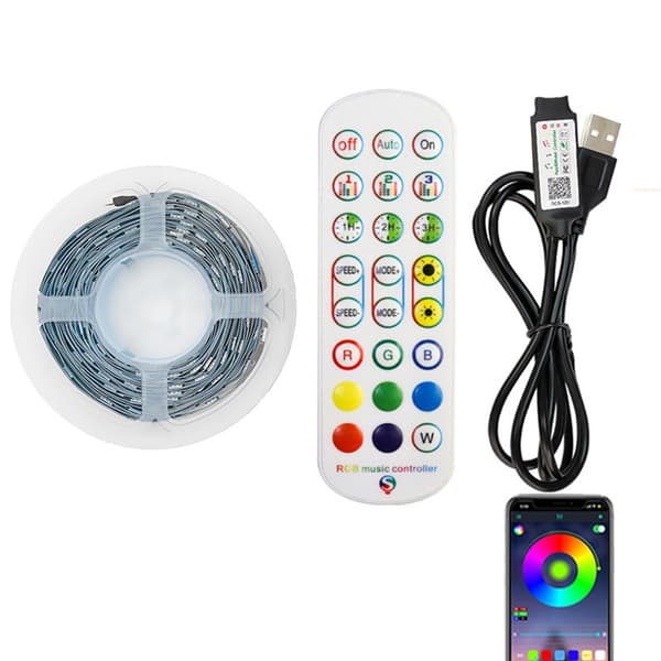 INF 24-nycklars RGB LED-remsa med fjärrkontroll, Bluetooth-appkontroll och musiksynkronisering