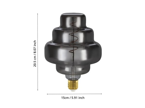 EGLO E27 LED OR150 rökfärgad dekorativ glödlampa med spiral och varmvitt ljus