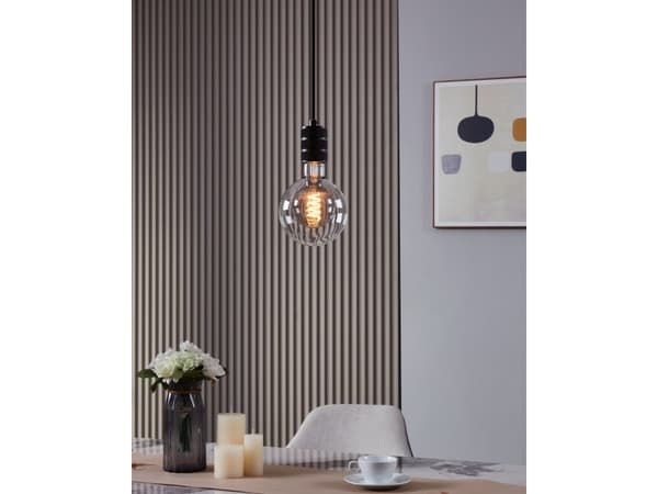 EGLO E27 LED G125 klar och rökfärgad dekorativ glödlampa med dubbla glober, spiralformad och varmvitt ljus