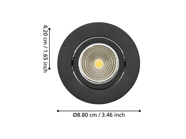 EGLO SALICETO INDBYG. KIP Ø88 450LM 4000K DÆMPB. SORT