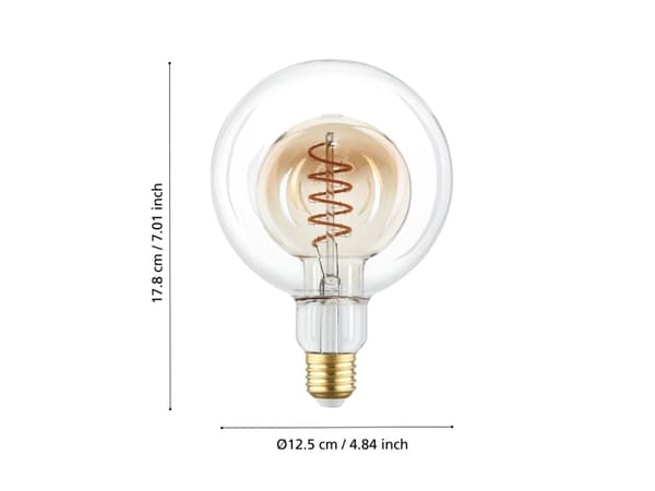 EGLO E27 G125 4W 200LM 2000K AMBER/KLAR