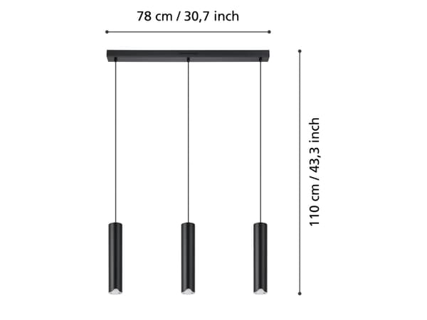 EGLO BALAMORTA-Z PITKÄ PÖYTÄ L780 RGB/CCT 3X3,7W 1500LM MUSTA