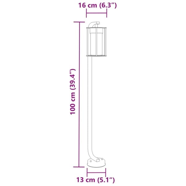 vidaXL Pylväsvalaisin musta 100 cm ruostumaton teräs