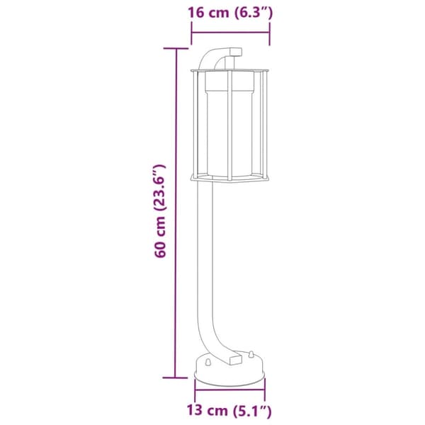 vidaXL udendørs standerlampe 60 cm rustfrit stål sort