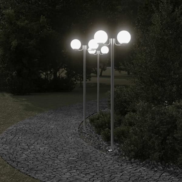 vidaXL Utomhusgolvlampor 3 st silver 215 cm rostfritt stål