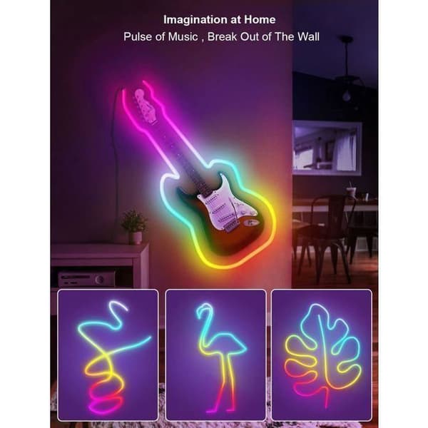 Neon LED Strip 3m, CALDION LED Strip med WiFi APP-kontroll, kompatibel med Alexa, för sovrum, vardagsrum, badrum, dekoration