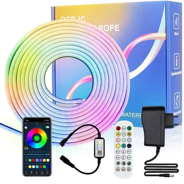 Neon LED Strip 3m, CALDION LED Strip med WiFi APP-kontroll, kompatibel med Alexa, för sovrum, vardagsrum, badrum, dekoration
