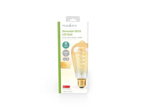 Nedis LBDE27ST64GD2, 3,8 W, 26 W, E27, 250 lm, 15000 h, Erittäin lämmin valo, Lämmin valkoinen