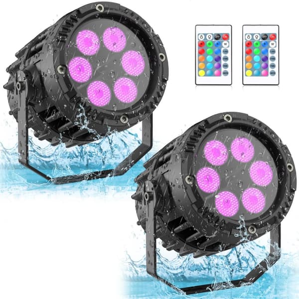 Vattentät LED Par-ljus, 20W RGB-belysning, Fjärrstyrd Scen Effekt,2ST, EU-kontakt