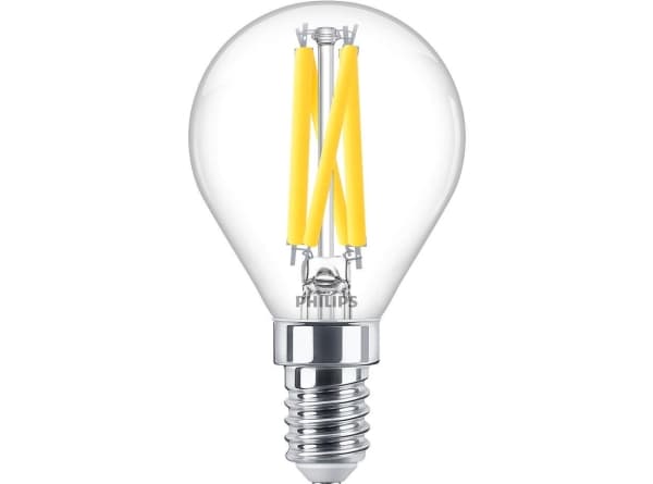 Philips - LED-glödlampa med filament - form: P45 - klar finish - E14 - 5.9 W (motsvarande 60 W) - klass D - varmt vitt ljus - 2200-2700 K