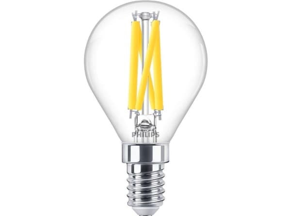 Philips - LED-glödlampa med filament - form: P45 - klar finish - E14 - 5.9 W (motsvarande 60 W) - klass D - varmt vitt ljus - 2200-2700 K