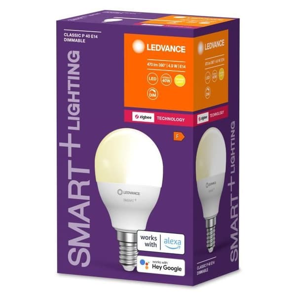 Intelligent LED-lampa - LEDVANCE - E14 - Varm vit - 470 Lumen - Dimmerkompatibel
