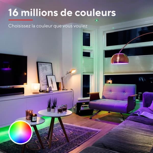 Trust E14 Connected LED-lampa kompatibel med Alexa och Google Home, utan hubb, 2,4 GHz WiFi vit och färg – set med 2