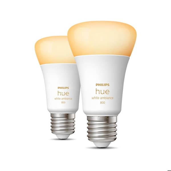 PHILIPS Hue White Ambiance - E27 smarta LED-lampor - Bluetooth-kompatibel - 2-pack