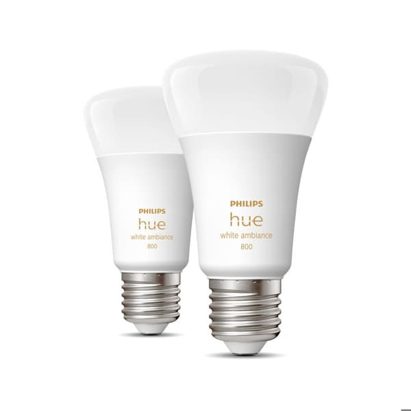 PHILIPS Hue White Ambiance - E27 smarta LED-lampor - Bluetooth-kompatibel - 2-pack