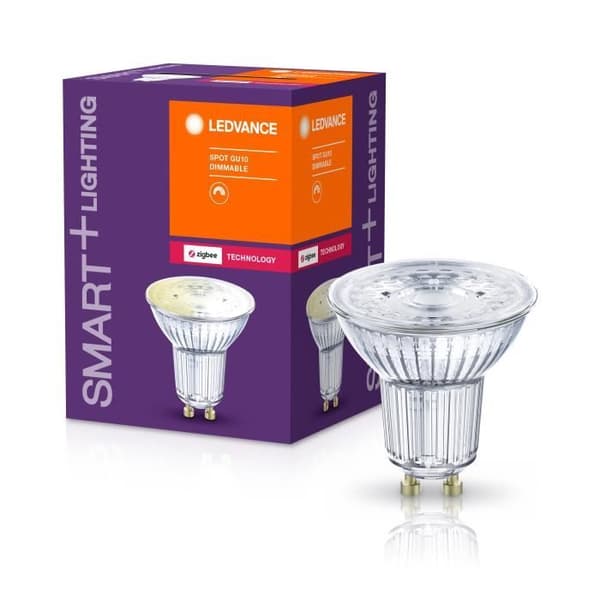 LEDVANCE Smart LED-lampa med ZigBee-teknik, GU10-bas, klart glas, Varmvit (2700K), 350 Lumen, Ersättning