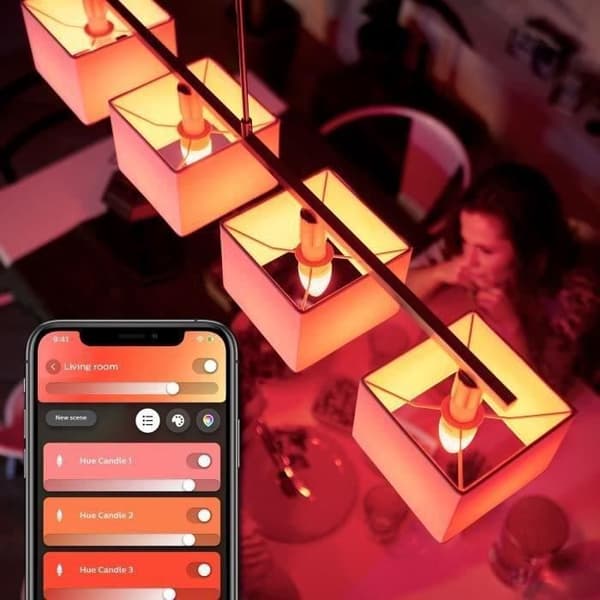 PHILIPS Hue White & Color Ambiance - Smart LED-flamelampa E14 - 5,5W - Bluetooth-kompatibel - Paket med 2