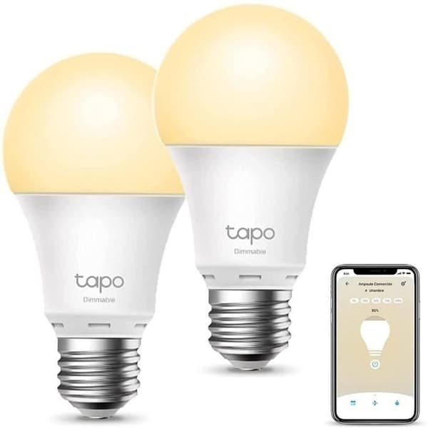 TP-Link Tapo Wifi Smart Bulb, varmvit E27 LED-lampa, kompatibel med Alexa, Google Home och Siri Set med 2 Tapo L510E
