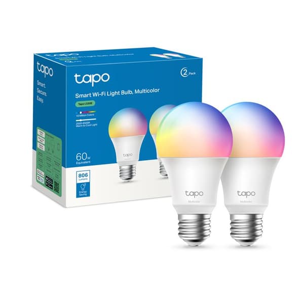 TP-Link Tapo Wifi Smart Bulb, flerfärgad, E27 kompatibel med Alexa, Google Home och Siri, set med 2 Tapo L530E