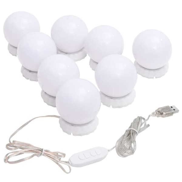Spegelbelysning med 8 LED-lampor varmvit och kallvit
