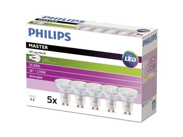 Philips 31212800, 4,7 W, 50 W, GU10, 345 LM, 25000 h, Varmvitt
