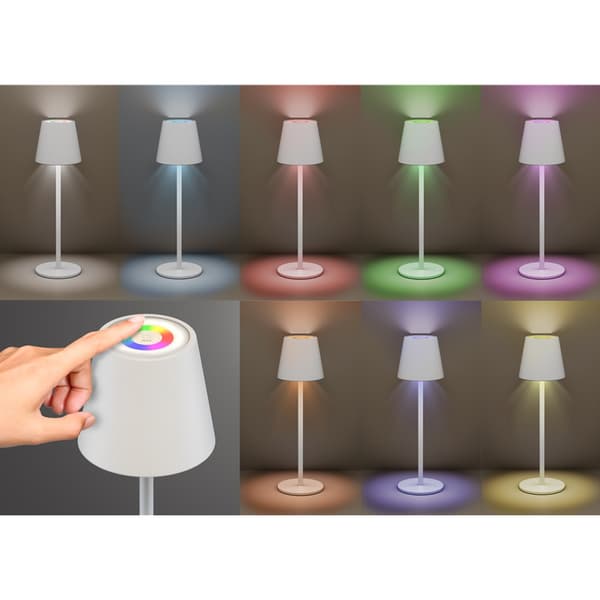 Goobay Batteridrevet LED-bordlampe med RGBW-lys og berøringskontroll i hvitt