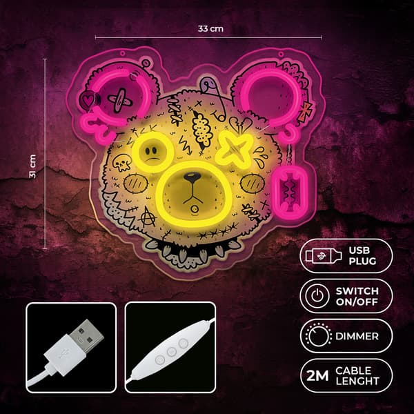 LED neonbelysning med dimmer - Punk Teddy Bear
