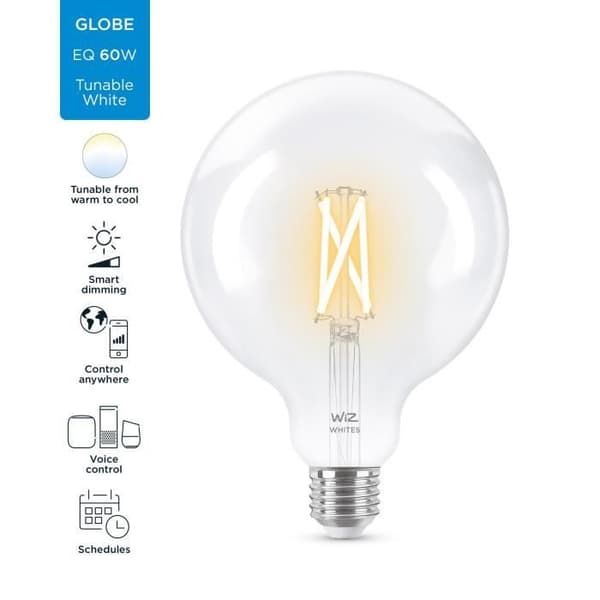 WiZ-ansluten lampa Globe 120 Vit variabel E27 60W