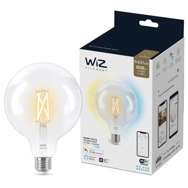WiZ-ansluten lampa Globe 120 Vit variabel E27 60W