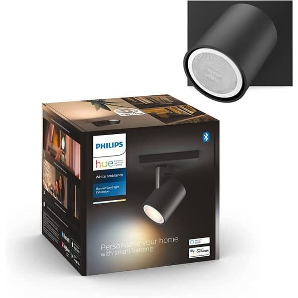 Philips Hue White Ambiance RUNNER Spot 1x5,5W förlängning - Svart (fjärrkontroll ingår ej), Bluetooth-kompatibel