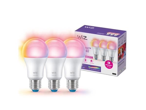 WiZ Colors - LED-glödlampa - form: A60 - E27 - 8.5 W (motsvarande 60 W) - klass F - RGB/varmt till kallt vitt ljus - 2200-6500 K (paket om 3)
