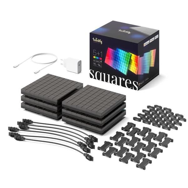 Twinkly Squares Starter Kit LED-paneler C 1 huvudplatta + 5 förlängningsplattor