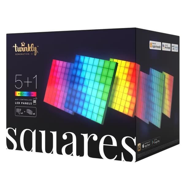 Twinkly Squares Starter Kit LED-paneler C 1 huvudplatta + 5 förlängningsplattor