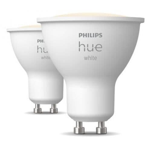 PHILIPS Hue White 5,5W GU10 x2 anslutna LED-lampor, fjärrstyrbara.