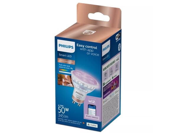 Philips Spot 50 W PAR16 GU10, Smart glödlampa, Wi-Fi/Bluetooth, Vit, GU10, PAR16, Vit