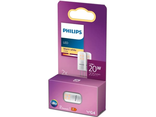 Philips Polttimo, 1,8 W, 20 W, G4, 205 lm, 15000 h, Lämmin valkoinen