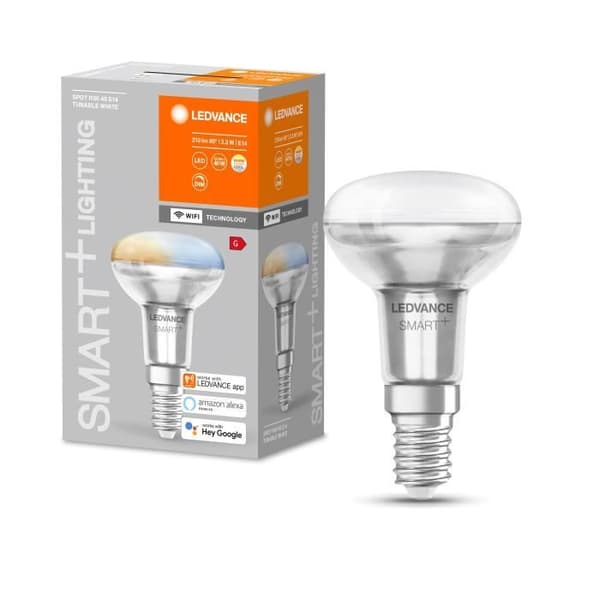LEDVANCE Smart LED R50 spotlight med Wifi-teknik, E14-sockel, föränderlig ljusfärg (2700-6500K), ersätter