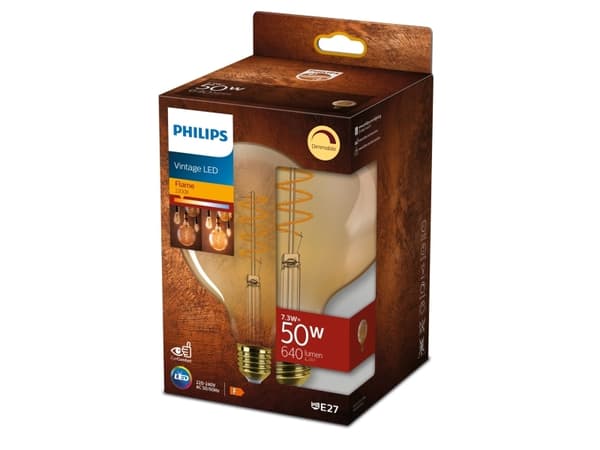 Philips 8719514337831, 7,3 W, 50 W, E27, 640 lm, 15000 timer, Flame
