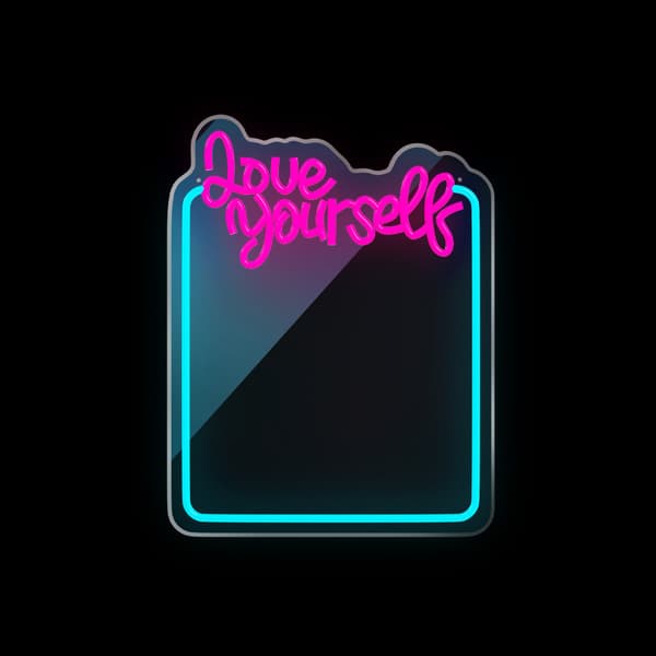 LED-speilbelysning i neon med dimmer - Love Yourself