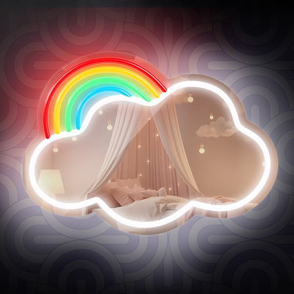 LED Neon Mirror Lighting med lysdæmper - Sky med regnbue