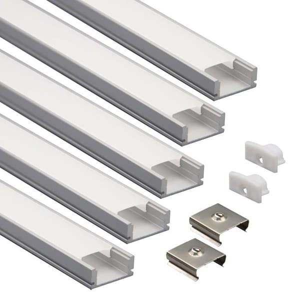 Eurekaled - PA 1042 5PZ - 5 aluminium U-profiler på 1 meter för LED-remsor med ogenomskinlig täckkod 1042
